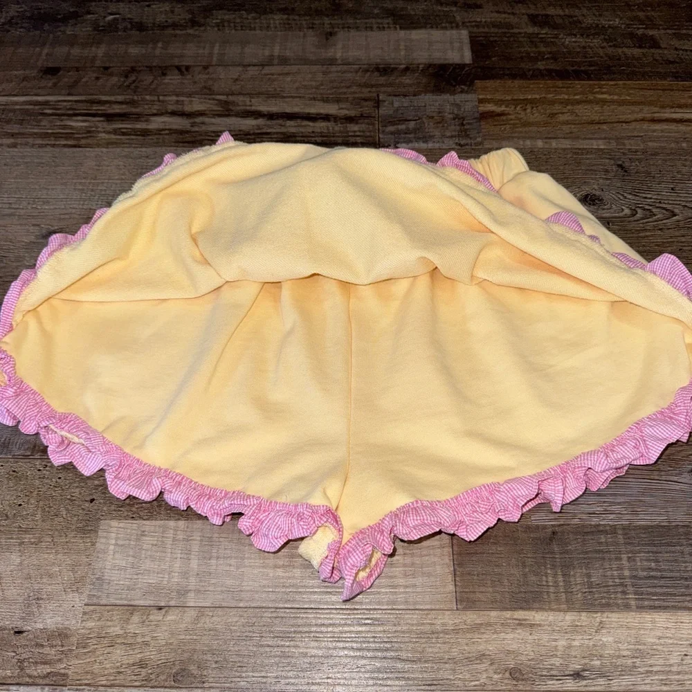 Peach Love California Ruffle Lounge Skort Yellow Pink Gingham Coquette Small